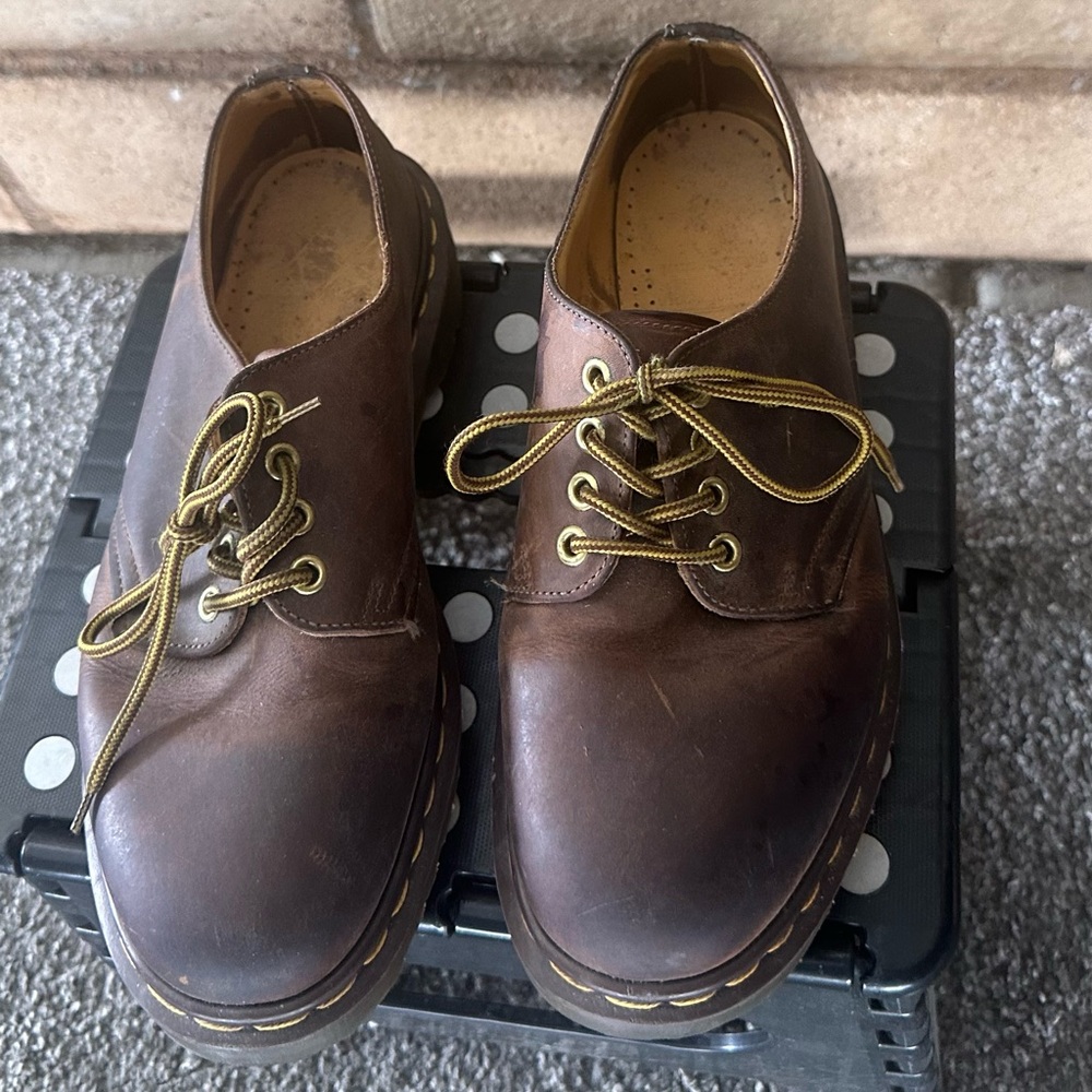 Dr. Martens Brown Leather Men's Oxfords - Picture 4 of 8
